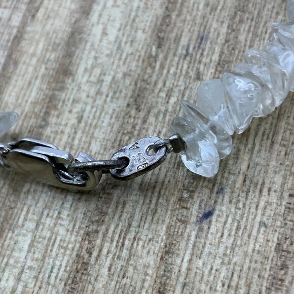 Crystal Quartz Chip White Clear 925 Bracelet - Picture 4 of 5